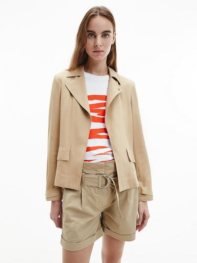 Calvin Klein Ruhák HU800296 | Calvin Klein Soft Twill Single-Breasted Női Blézer Khaki